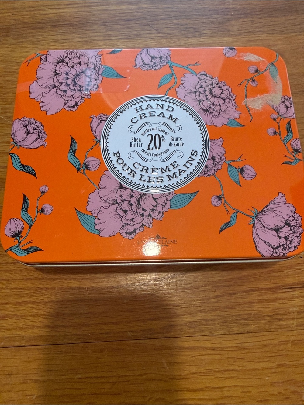 La Chatelaine Floral Shea Hand Cream Tin Set - Orange & Pink